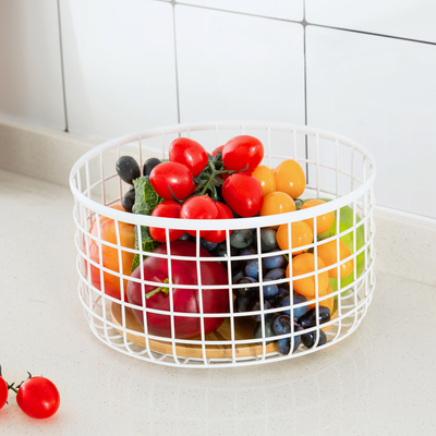comprare Maniglia di legno filo di ferro Cesto di frutta e verdura per l'organizzazione della cucina moderna fabbricazione online