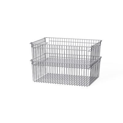 comprare Cestini di filo metallico impilabili per lo stoccaggio, Cestini per lo stoccaggio in rete metallica per uso domestico fabbricazione online