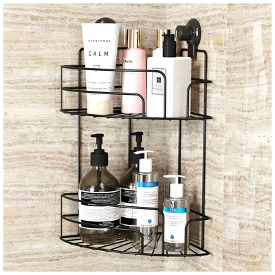 comprare Coppa di aspirazione a doppio strato Rack di filo di ferro La soluzione di stoccaggio per il bagno in angolo fabbricazione online