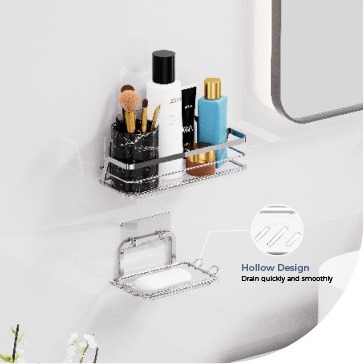 comprare Doccia in acciaio inossidabile Caddy Parete montato ferro Rack per l'organizzazione del bagno fabbricazione online