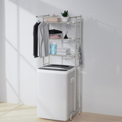 comprare Ripiano di lavanderia di 2/3 livelli espandibile sopra la lavastoviglie Ripiano di stoccaggio Spazio risparmiatore Ripiani con bastone fabbricazione online