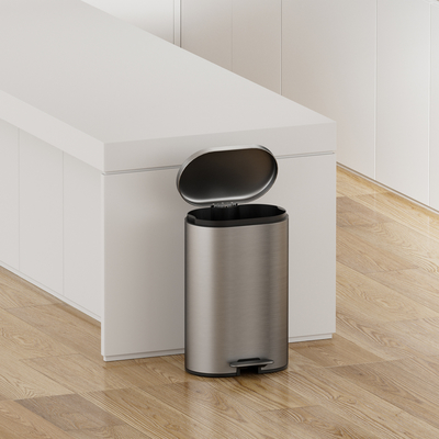 comprare Stile 50 litri Capacità Pedal contenitore con funzione di chiusura morbida E arrotondato rectangolo cestino materiale in acciaio inossidabile fabbricazione online
