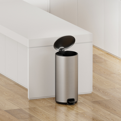 comprare 30L Acciaio inossidabile Capo sottile Pedal cestino per la cucina domestica Bagno morbido chiuso rotondo Cestino metallico fabbricazione online