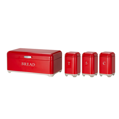 comprare All-Season Crown Series Metal Bread Bin Set Tea Can Coffee Can Kitchen Storage Bread Container Cucina Organizer Can fabbricazione online