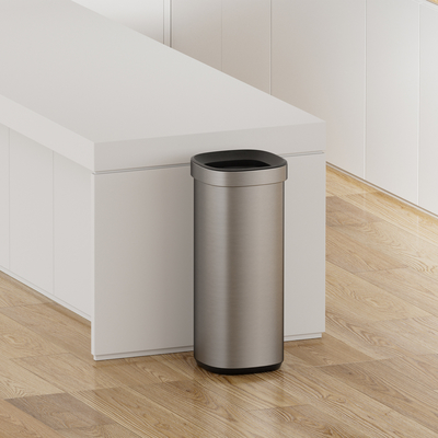 comprare Cassa della spazzatura di alta capacità 50L anti impronte digitali in acciaio inossidabile spazzatura aperta senza coperchio fabbricazione online