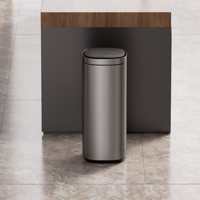 comprare 50L grande capacità in acciaio inossidabile Smart Sensor Bin sostenibile e tipo di copertura di rotolamento per lo smaltimento comodo dei rifiuti fabbricazione online