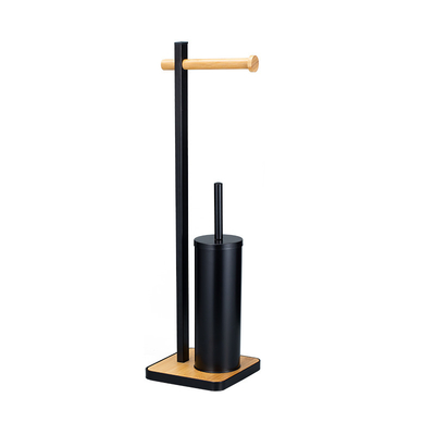 comprare 21*18*67cm Multifunzionale Matt White Toilet Roll Holder Stand E Bambù Toilet Brush Set Con Moderno Design Per Il Tuo fabbricazione online