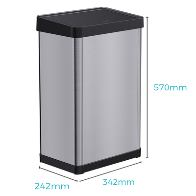 comprare Contenitore di rifiuti in acciaio inossidabile ad alta capacità da 34,2*24,2*57 cm Warrior Serie 40L con pressa a mano e copertura a rotolamento staccabili fabbricazione online