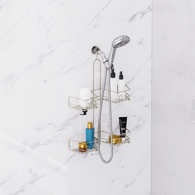 comprare Doccia Caddy Organizzatore di bagno sospeso Mensola doccia per la doccia all' interno senza scaffalature di perforazione sopra la doccia fabbricazione online