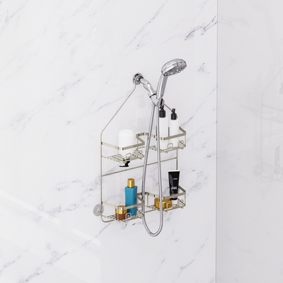 comprare Organizzatore di bagno appeso Mensola doccia per doccia interna Senza scaffalature di perforazione sopra la testa della doccia scaffalatura doccia carrozzina fabbricazione online