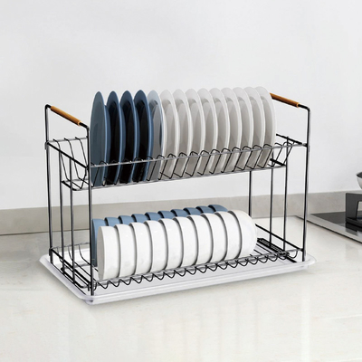 comprare 2 livelli metallo cucina vassoio asciugatura scaffale di ferro vassoio drenatore scaffale organizzatore fabbricazione online