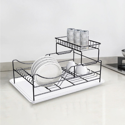 comprare 2 livelli Domestico Metallico Cucina Dispositivi Asciugatura Rack Ferro Dispositivi Drainer Rack Organizzatore fabbricazione online