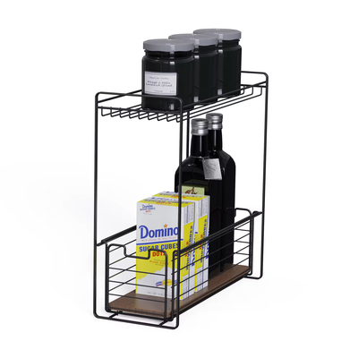 comprare 2 livelli Elemento di legno Mdf Organizzatore di cucina di metallo multifunzionale per uso domestico sotto il lavandino fabbricazione online