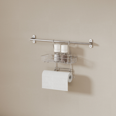 comprare Portante per carta da cucina tipo da parete Kitchen Storage Basket Set Perfetta combinazione di stile e funzione Organizzatore di cucina multifunzionale sostenibile fabbricazione online