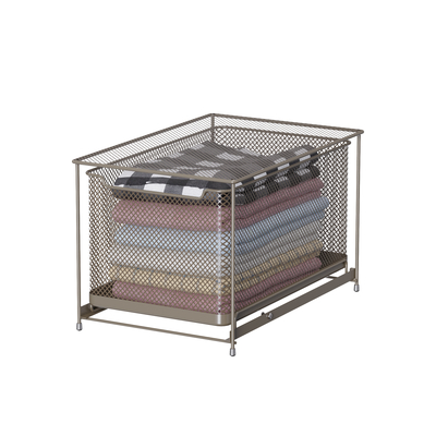 comprare Cesto di stoccaggio in filo metallico impilabile sotto il lavandino organizzatore scorrevole Cesto di stoccaggio resistente per esigenze aziendali uniche fabbricazione online