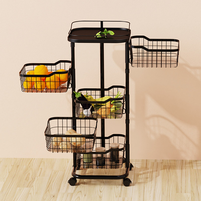 3 4 5 Tiers Regolabile di stoccaggio rotante carrello per la cucina bagno di stoccaggio