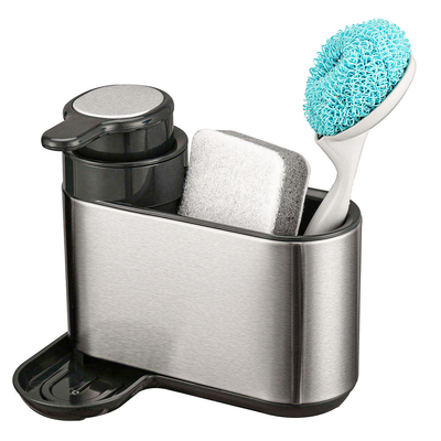 Lavatorio di cucina ordinato Caddy organizzatore del lavandino con porta spugna in acciaio inox