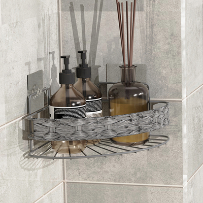 218*218*105mm Scaffaletto per bagno montato a parete con cestino tessuto e filo di ferro