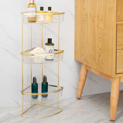Triple Tier Metal Bathroom Shower Caddy, Corner Metal Shower Shelf in piedi