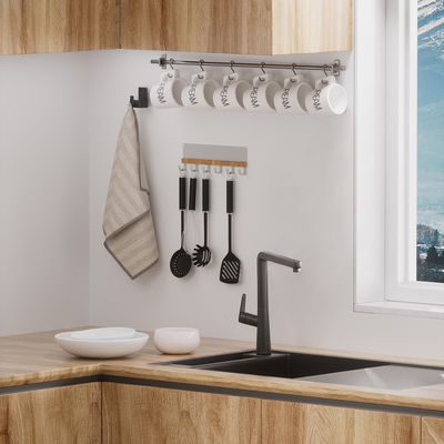 Spazio risparmio utensili da cucina ganci senza perforazione porta pareti montate per l'organizzazione