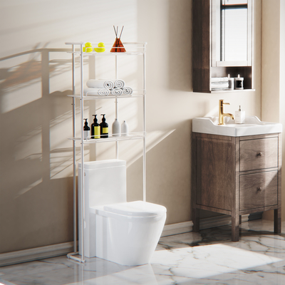 3 strati sopra gli scaffali dei servizi igienici scaffalatorio multifunzione ripostiglio bagno organizzatore del bagno spaziosparmiare scaffalatori con bastone