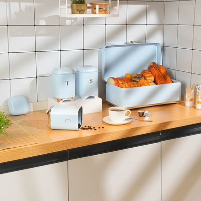 Contenitori per la cucina Serie Corona Metallico contenitore per pane Set per tè Caffè e pane di conservazione