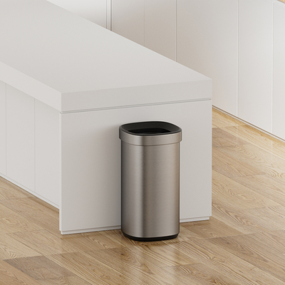 Contenitore di rifiuti in acciaio inossidabile da 30 litri per uso domestico contenitore di rifiuti di grande capacità con design rettangolare e costruzione durevole