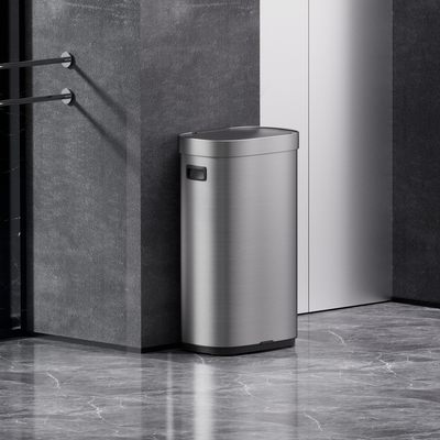 Cestino senza contatto per cestino automatico 80L in acciaio inossidabile Sensore intelligente Cestino di rifiuti soggiorno