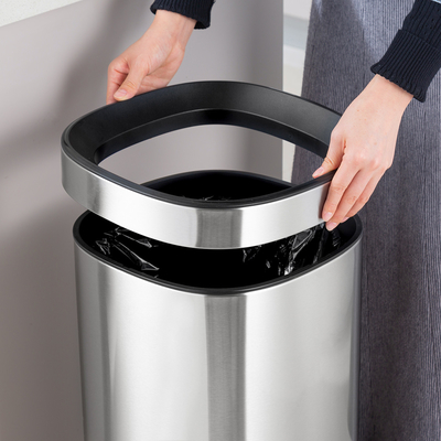 8L/12L/20L/30L Acciaio inossidabile Cisterna di deposito per uso domestico SS Cestino della spazzatura rettangolare senza coperchio Cestino dei rifiuti per ufficio