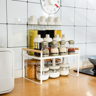 Organizzatore armadio cassetto organizzatore di cucina compatto multifunzionale scaffale di spezie manico di legno metallo scaffale di archiviazione cucina