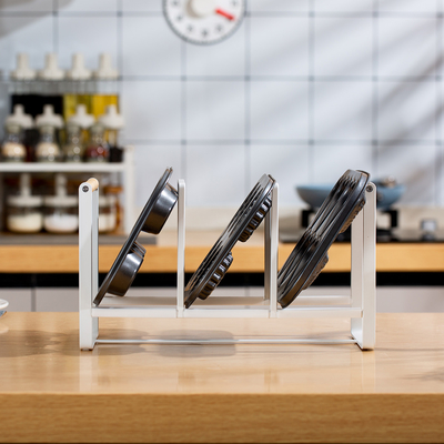 Organizzatore di cucina Compatto manico di bambù Metallo Cucina Bakeware Menù da cucina Organizzatore vassoio da forno