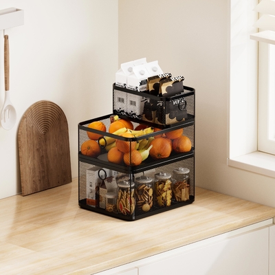 Cestini in acciaio a maglia contenitori organizzatori per la casa armadio dispensa armadio cucina frigorifero frutta trucco metallo wire basket