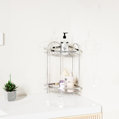 2 TIERS Multifunzione Organizzatore del bagno in piedi in acciaio inossidabile