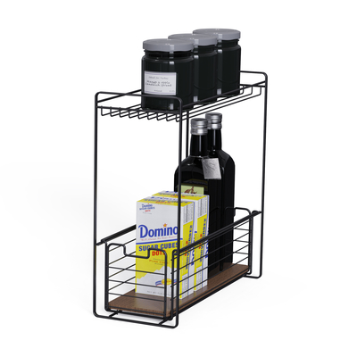 2 livelli tipo in piedi Elemento in legno Mdf Moderno Design Organizzatore di cucina in metallo per uso domestico multifunzionale elegante