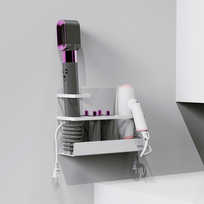 Dispositivo per la doccia con attrazione magnetica montato a parete organizzatore bagno senza foratura asciugacapelli e organizzatore di curling