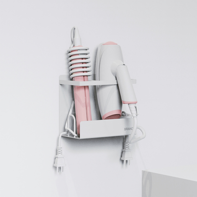 Nessuna trivellazione Attrazione magnetica Reggiseno doccia con porta asciugamani Organizzatore bagno montato a parete Asciugacapelli e porta riccioli