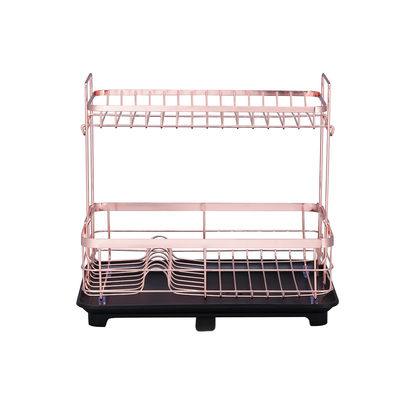 2 Livello Compatto Disco Drainer Rack Board con filo di cromo di rivestimento per l'organizzazione della cucina