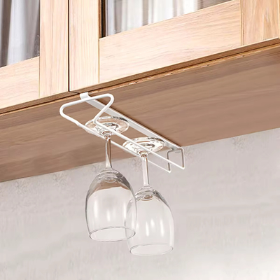 Mensola per bicchieri sotto armadietto Reggioni per bicchieri a doppia fila senza foratura Organizzatore di bicchieri per bicchieri di vetro per vino