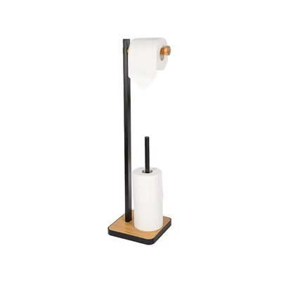Bagno porta carta igienica con base in bambù Bagno Matt nero