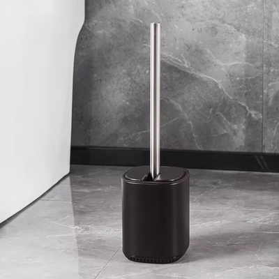 Spazzola per la pulizia del bagno in acciaio di moda e supporto con design contemporaneo