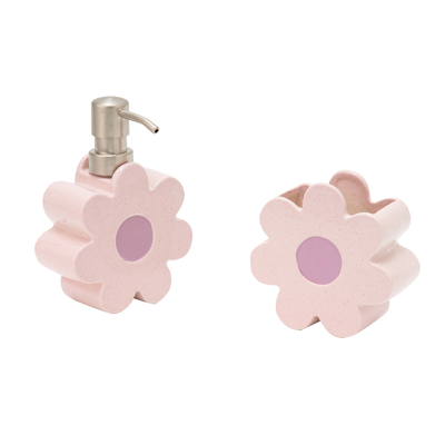 Accessori da bagno in ceramica a fiori Set Dispensatore di sapone a schiuma Porta spazzolino