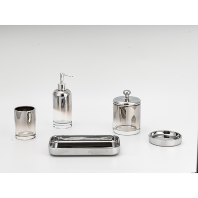 Colore argento Dispenser di sapone di vetro elegante Dispenser di schiuma Dispenser per spazzolini da denti Portatore di accessori per il bagno Set