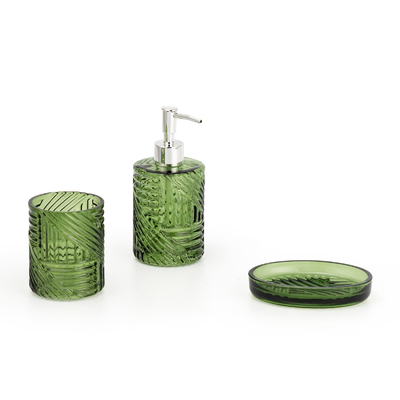 Dispenser di spazzola di sapone in vetro intagliato Contenitore spazzolino per denti Accessori da bagno Set
