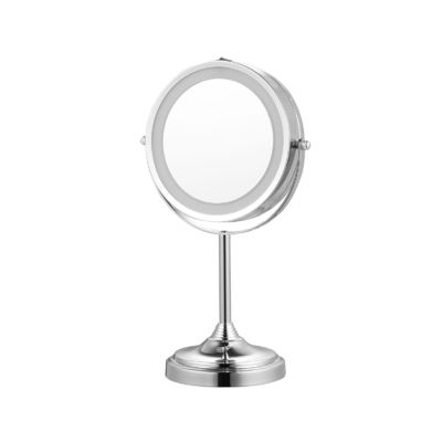Metallo rotondo in piedi Specchio di trucco Con luci a led e portaforma torre