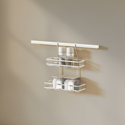2 livelli Cesto da cucina bianco tipo a parete per organizzatore durevole e conveniente